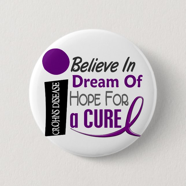 BELIEVE DREAM HOPE Crohn’s Disease T-Shirts & Appa 2 Inch Round Button (Front)