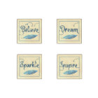 Believe Dream Inspire Sparkle Feather Watercolor