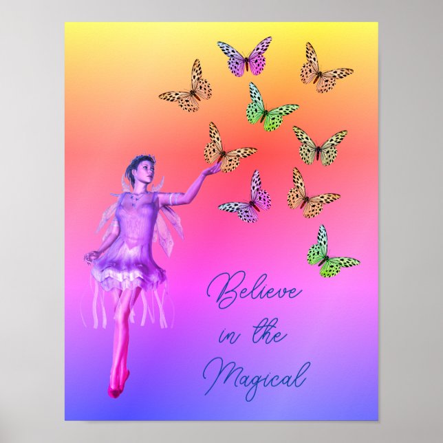 Believe Fairy Butterflies Inspirational     Poster (Front)