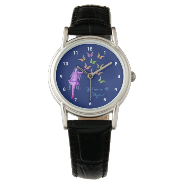 Believe Fairy Butterflies Inspirational         Watch (Front)