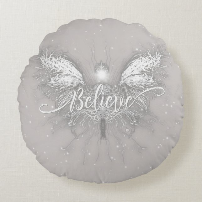 Believe Fairy Starlight Fantasy Round Pillow (Front)