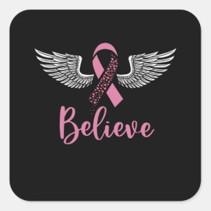 Believe Faith Breast Cancer Awareness Christian Square Sticker