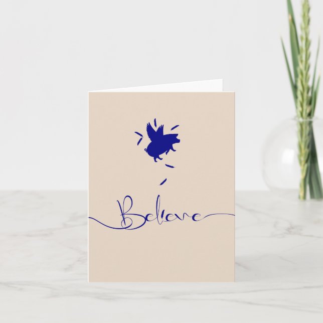 Believe-Falling Pig Feathers Card (Front)