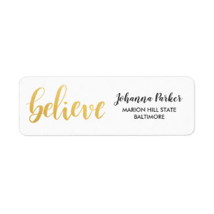 Believe Faux Gold Handwritten Script Holiday