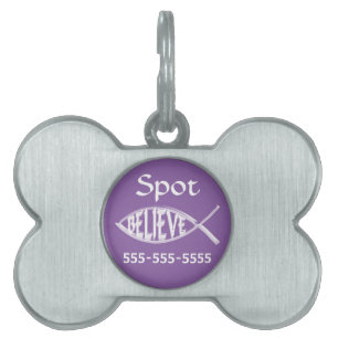 Believe Fish Lavender Pet ID Tag