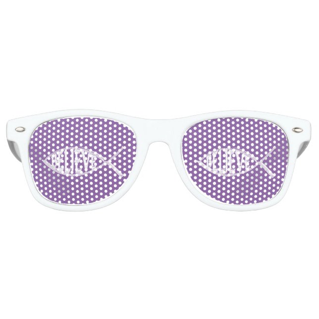 Believe Fish Lavender Retro Sunglasses (Front)