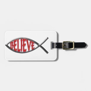 Believe Fish- Red Luggage Tag