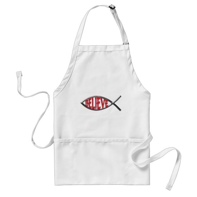 Believe Fish- Red Standard Apron (Front)