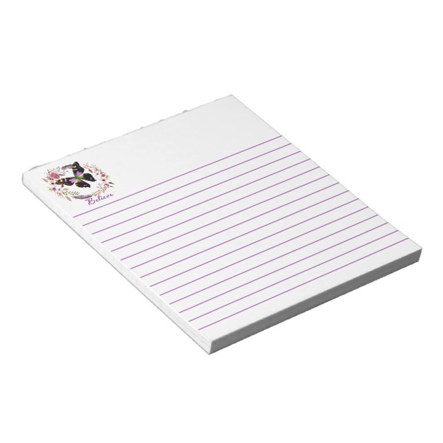 Believe floral wreath notepad (Angled)