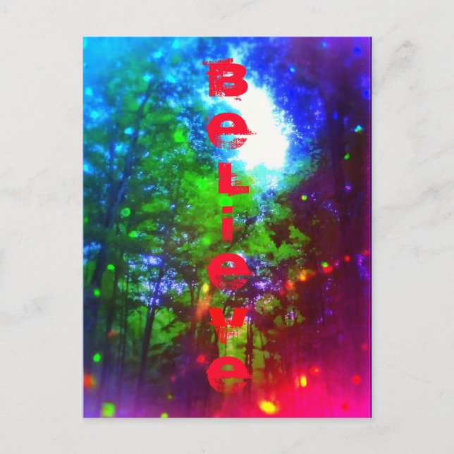 BELIEVE FOREST RAINBOW POSTCARD (Front)