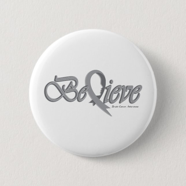 Believe Grey 2 Inch Round Button (Front)