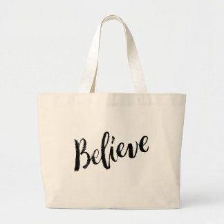 Believe - Hand Lettering Typography Design Large Tote Bag