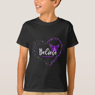 Believe Heart Purple Ribbon Overdose Awareness  T-Shirt