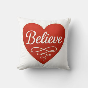 Believe Heart Throw Pillow