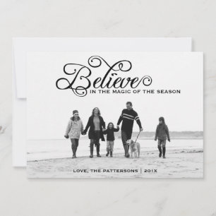 Believe   Holiday Modern Greeting Photo Card