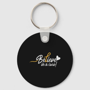 Believe In A Cure Childhood Cancer Ribbon Awarenes Keychain