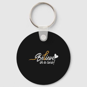 Believe In A Cure Childhood Cancer Ribbon Awarenes Keychain