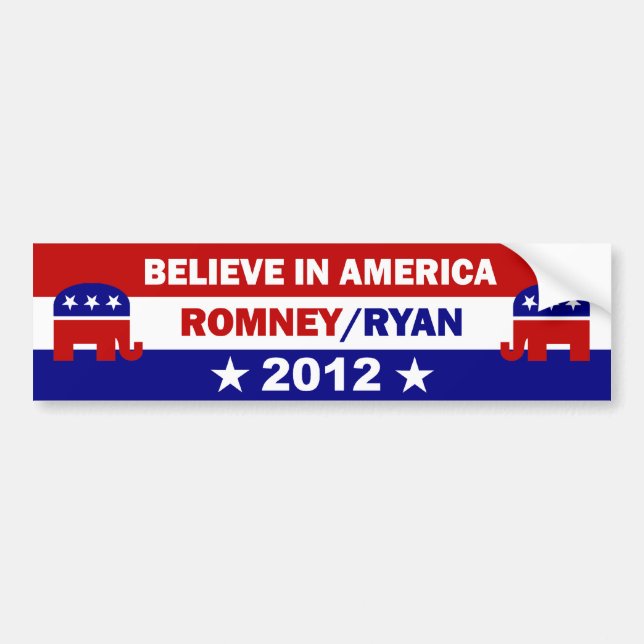 Believe in America Romney Ryan Bumper Sticker (Front)