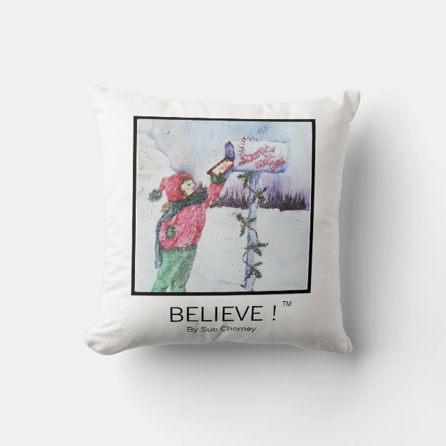 Believe in Asking Throw Pillow (Front)