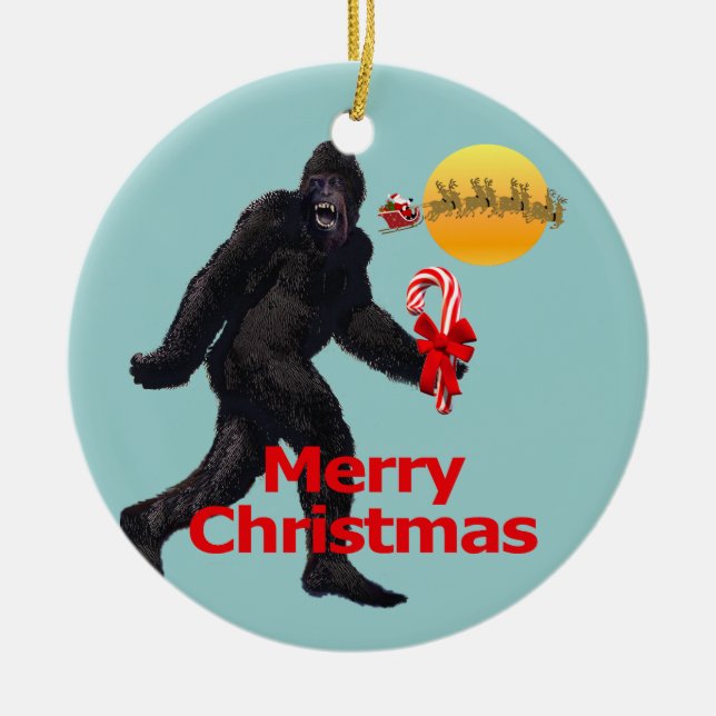 Believe in Bigfoot Ceramic Ornament (Front)