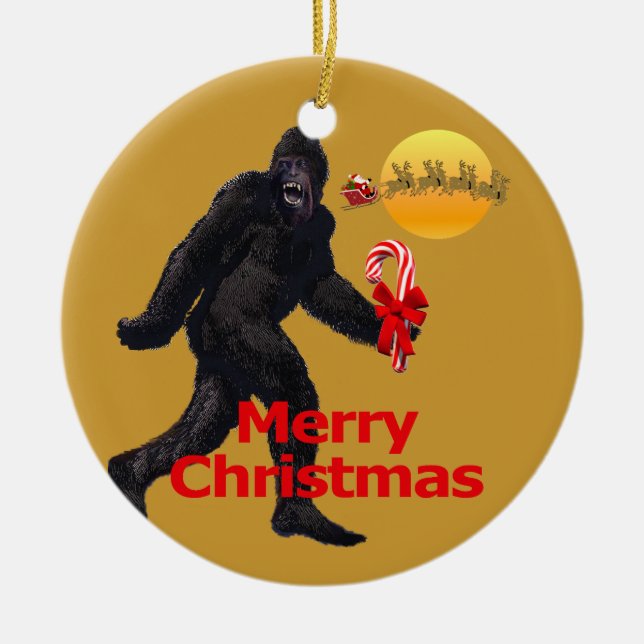 Believe in Bigfoot Ceramic Ornament (Front)