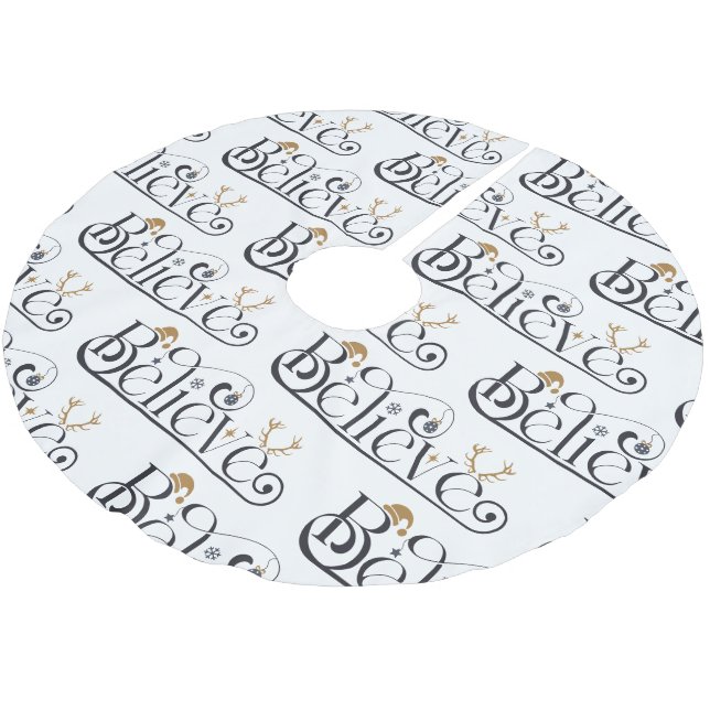 Believe in Christmas Brushed Polyester Tree Skirt (Angled)
