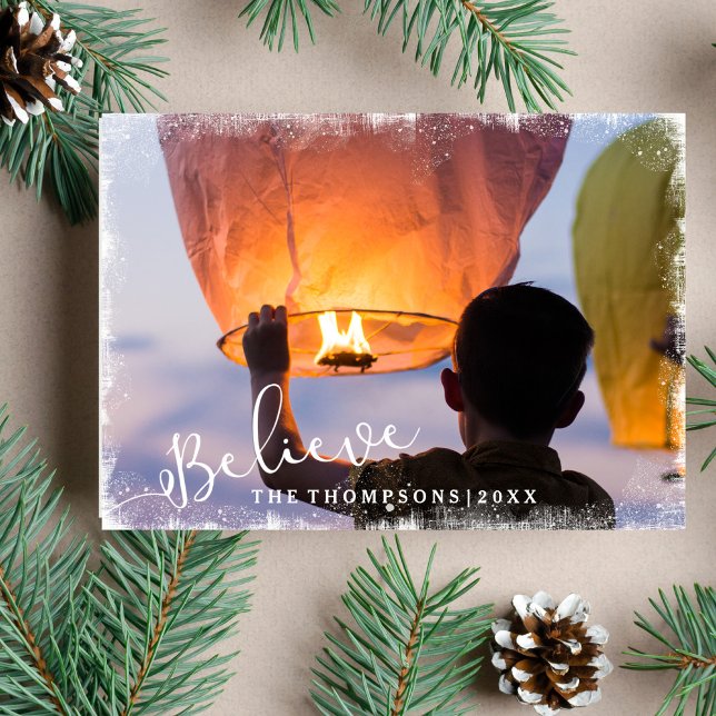 Believe in Christmas Rustic Snow Holiday Photo (Creator Uploaded)