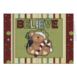 Believe in Christmas Teddy Bear Greeting Card