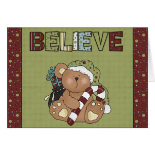 Believe in Christmas Teddy Bear Greeting Card d2