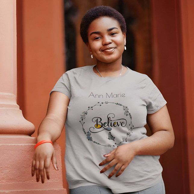 Believe in Faith Butterfly Women's Christian T-Shirt (Creator Uploaded)