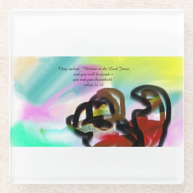 Believe in Jesus  Glass Coaster (Front)