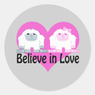 Believe in Love! Cute Yetis Classic Round Sticker