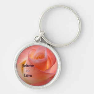 Believe in Love keychains Pink Rose gifts