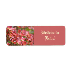 Believe in Love label stickers Pink Dogwood Flower