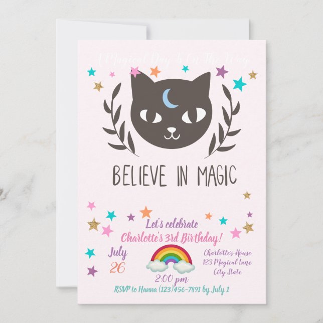 Believe in magic - Choose background colour Invitation (Front)