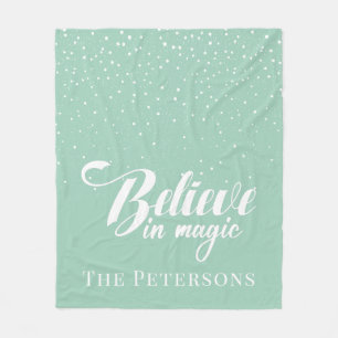 Believe in Magic Mint Green Fleece Blanket
