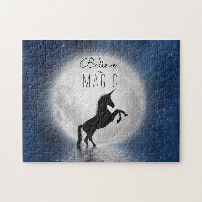 Believe in Magic | Pretty Full Moon Unicorn Jigsaw Puzzle (Horizontal)