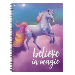 Believe in Magic Sparkly Unicorn Cosmic Fantasy Notebook