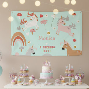 Believe in magic unicorn kids birthday banner