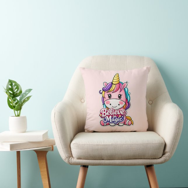 🦄✨ “Believe in Magic” Unicorn Pillow 💖🛋️ (Chair)