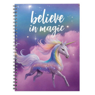 Believe in Magic Whimsical Unicorn Cosmic Fantasy Notebook