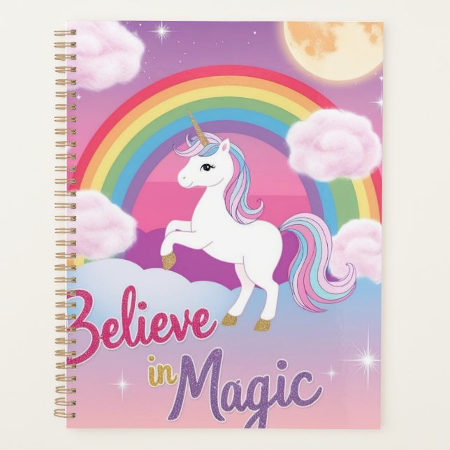 Believe in Magic with Unicorn and Rainbow Planner (Front)