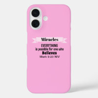 Believe in Miracles Bible Verse Pink Christian