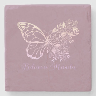 Believe in Miracles Butterfly Marble Stone Coaster