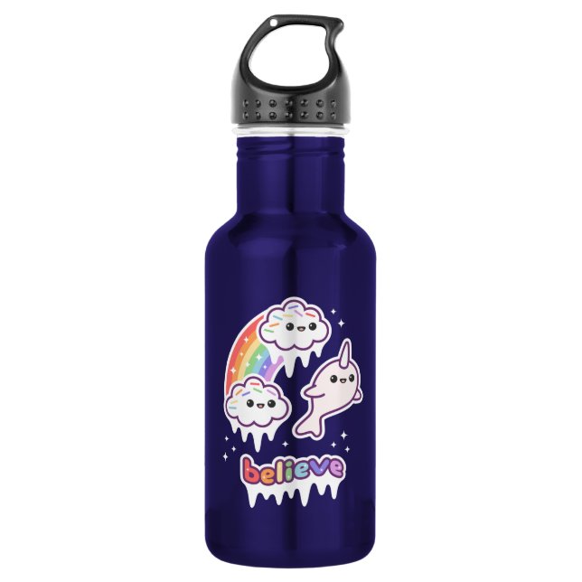 Believe in Narwhals 532 Ml Water Bottle (Front)