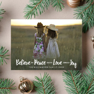 Believe in Peace Love Joy Christmas Holiday Photo Card