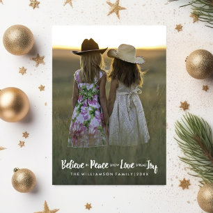 Believe in Peace Love Joy Christmas Holiday Photo Card