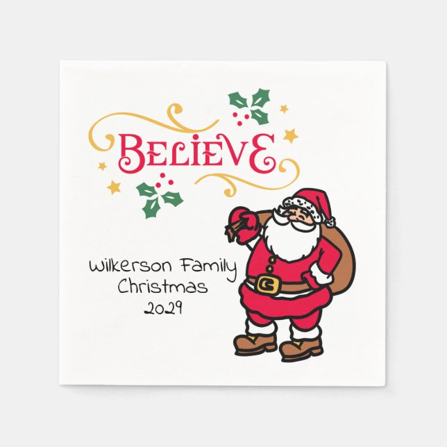 Believe in Santa Christmas Napkin (Front)