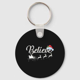 Believe In Santa Clause Christmas Men Women Girl B Keychain