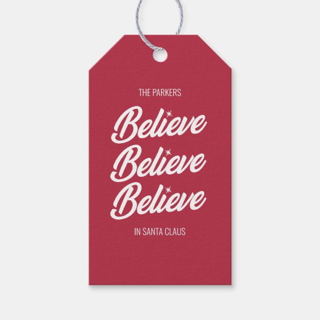 Believe In Santa Editable Gift Tags (Front)